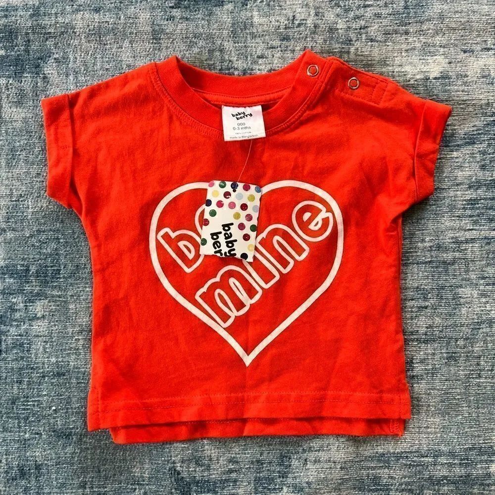 NWT! Baby Berry Orange Heart Be Mine Tee Size 000 0-3 Months